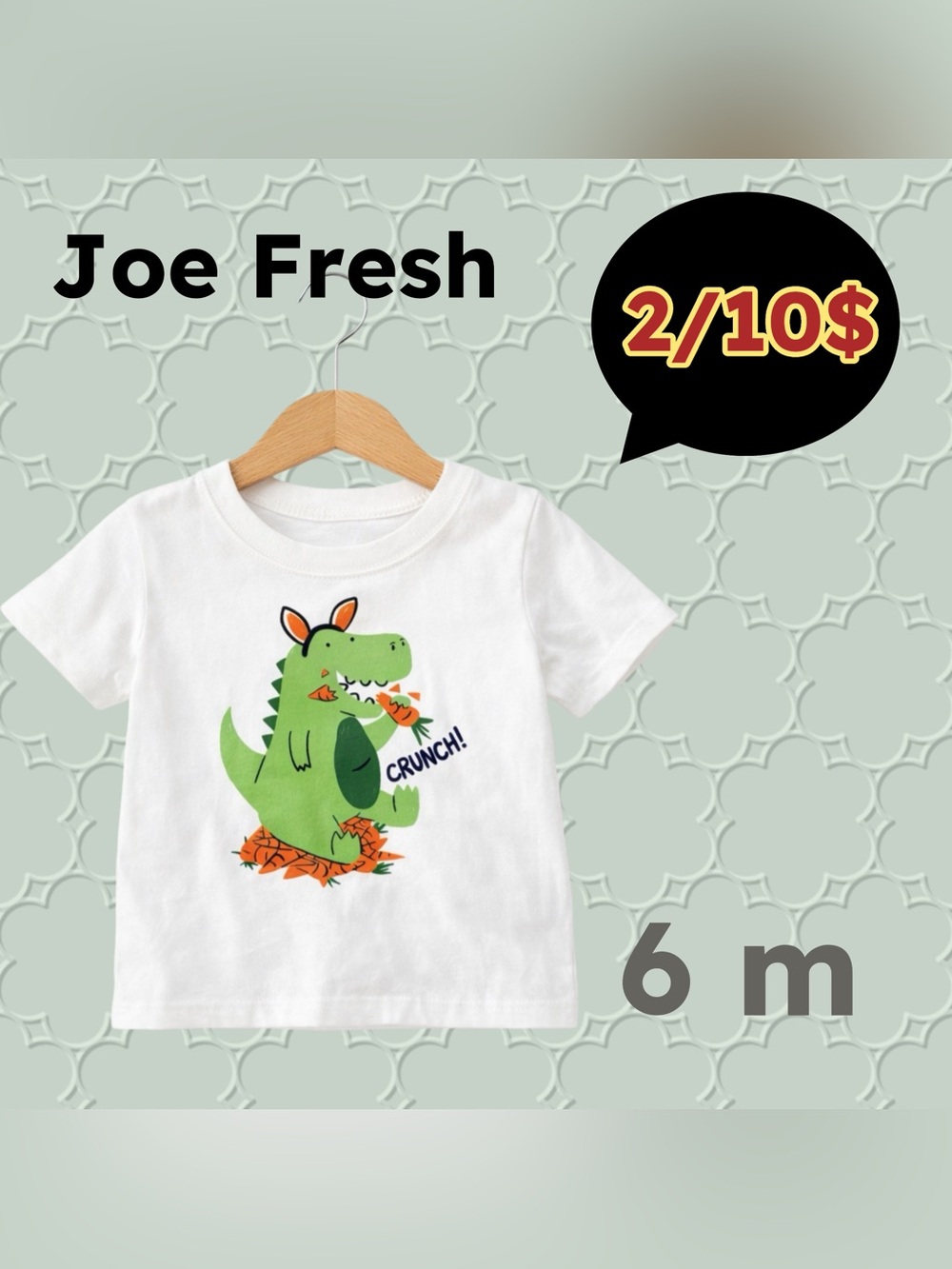🌈 2/10$ 🇨🇦👍GUC JOE FRESH | 6m |Unisex White Cute Graphic Baby T-Shirt
